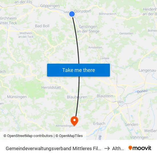 Gemeindeverwaltungsverband Mittleres Fils-Lautertal to Altheim map