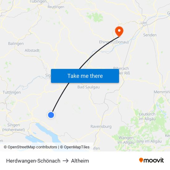 Herdwangen-Schönach to Altheim map