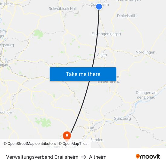 Verwaltungsverband Crailsheim to Altheim map