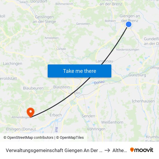 Verwaltungsgemeinschaft Giengen An Der Brenz to Altheim map