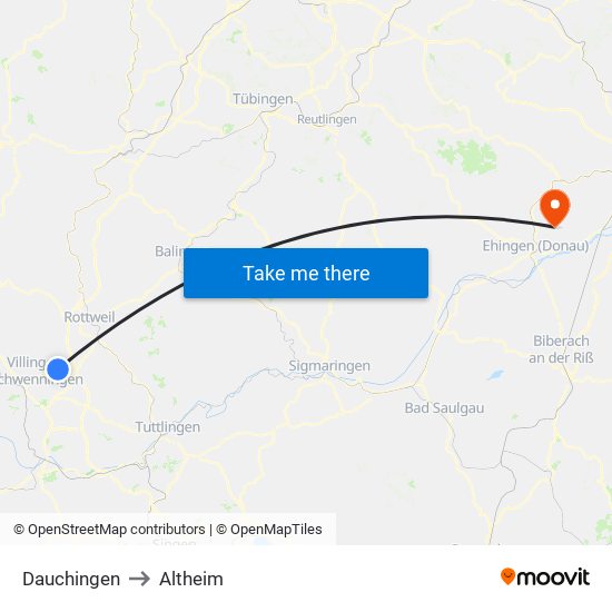 Dauchingen to Altheim map