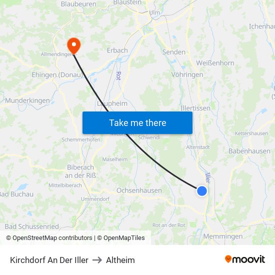 Kirchdorf An Der Iller to Altheim map