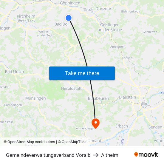 Gemeindeverwaltungsverband Voralb to Altheim map