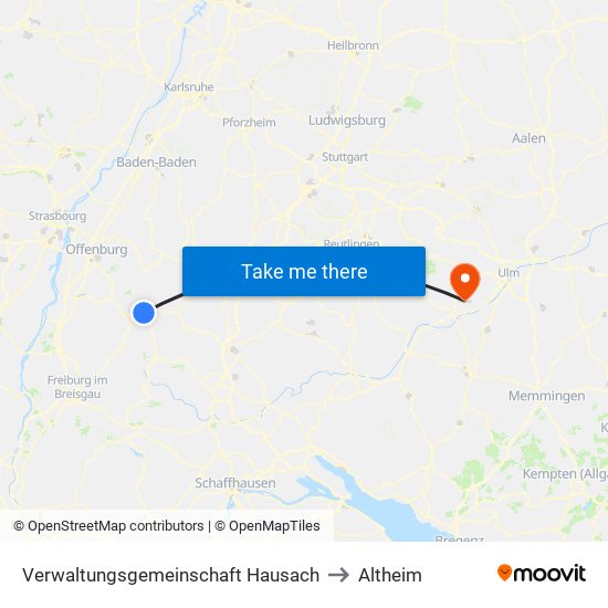 Verwaltungsgemeinschaft Hausach to Altheim map
