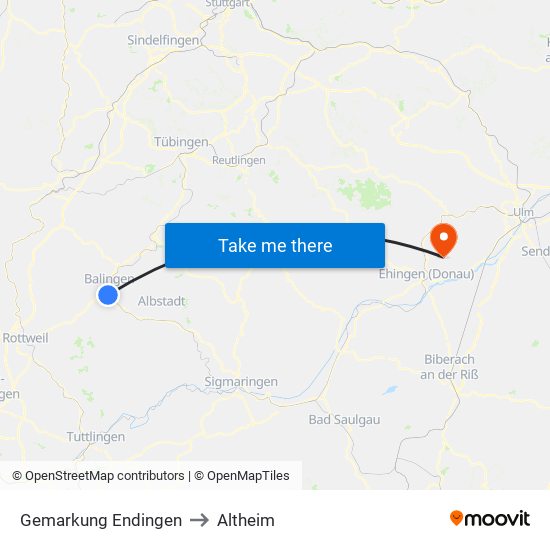 Gemarkung Endingen to Altheim map