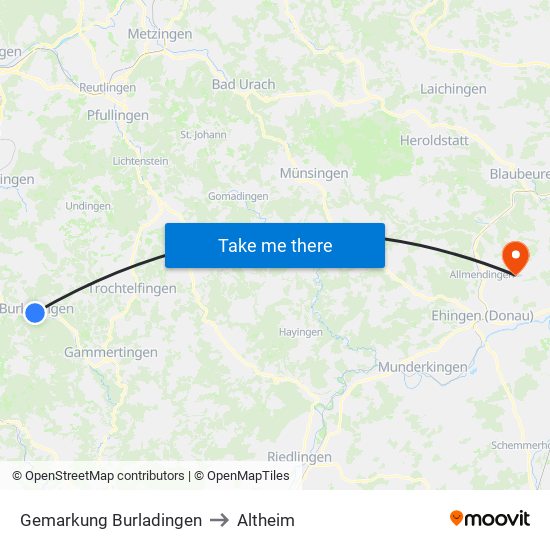Gemarkung Burladingen to Altheim map