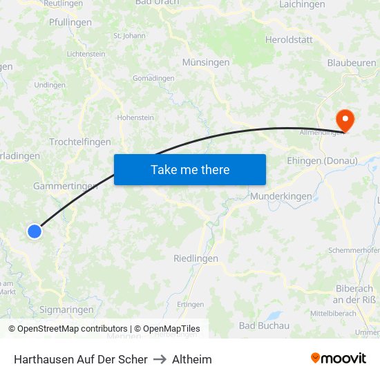 Harthausen Auf Der Scher to Altheim map