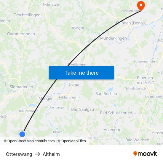 Otterswang to Altheim map