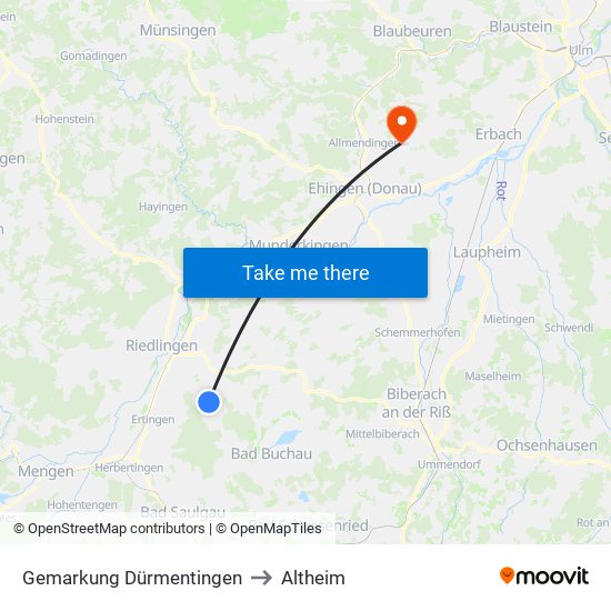 Gemarkung Dürmentingen to Altheim map