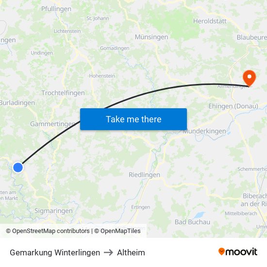 Gemarkung Winterlingen to Altheim map