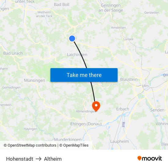 Hohenstadt to Altheim map