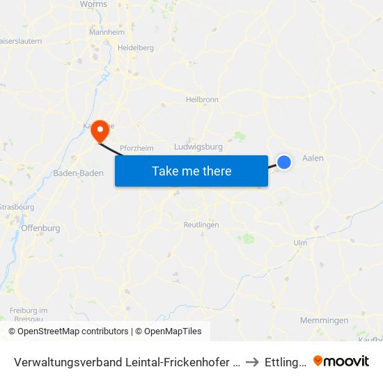 Verwaltungsverband Leintal-Frickenhofer Höhe to Ettlingen map