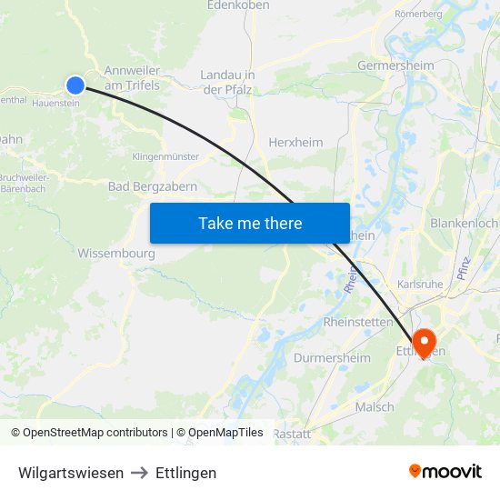 Wilgartswiesen to Ettlingen map