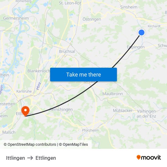 Ittlingen to Ettlingen map