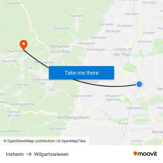 Insheim to Wilgartswiesen map