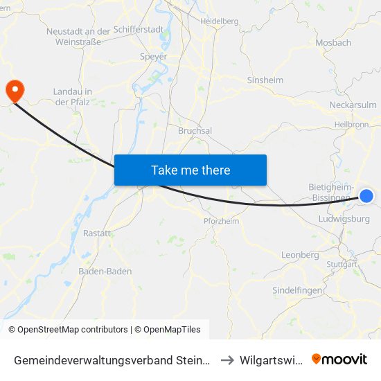 Gemeindeverwaltungsverband Steinheim-Murr to Wilgartswiesen map