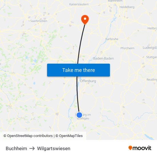 Buchheim to Wilgartswiesen map