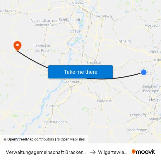 Verwaltungsgemeinschaft Brackenheim to Wilgartswiesen map