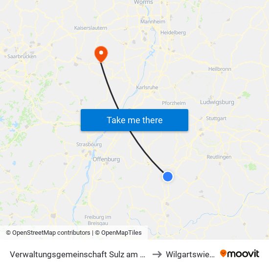 Verwaltungsgemeinschaft Sulz am Neckar to Wilgartswiesen map