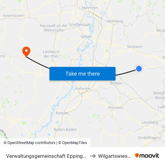 Verwaltungsgemeinschaft Eppingen to Wilgartswiesen map