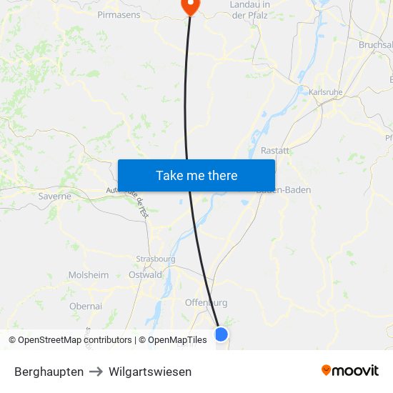 Berghaupten to Wilgartswiesen map