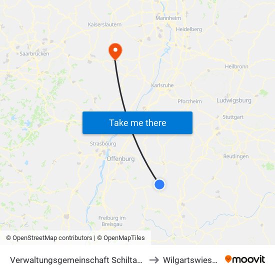 Verwaltungsgemeinschaft Schiltach to Wilgartswiesen map