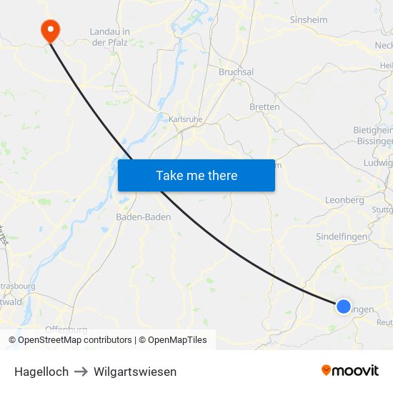 Hagelloch to Wilgartswiesen map