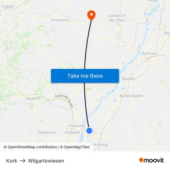 Kork to Wilgartswiesen map