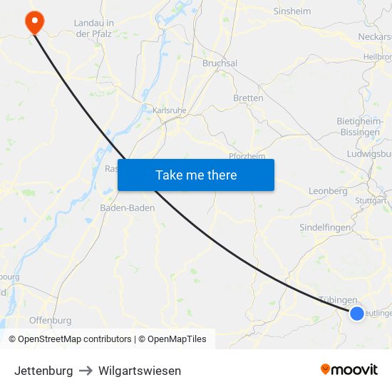 Jettenburg to Wilgartswiesen map