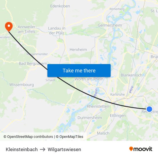 Kleinsteinbach to Wilgartswiesen map