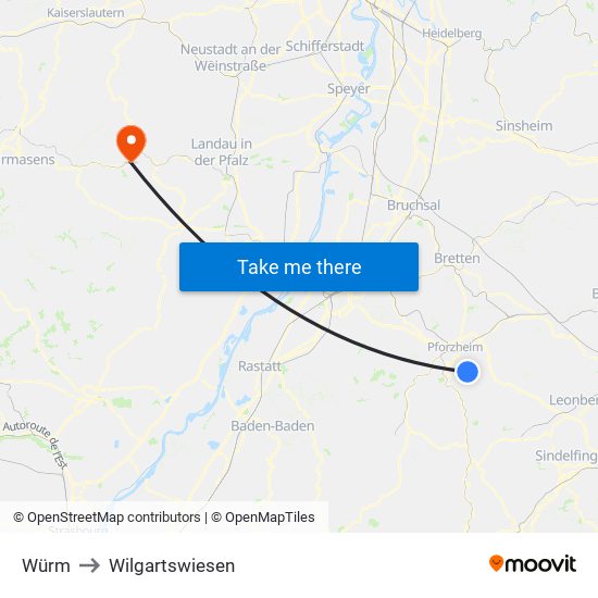 Würm to Wilgartswiesen map