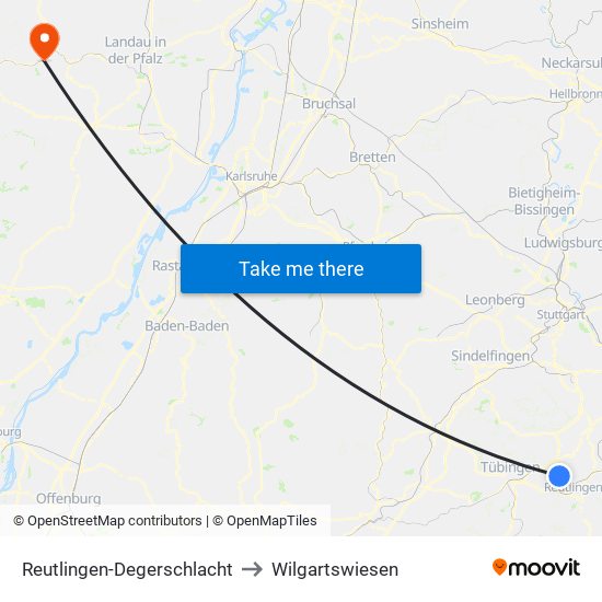 Reutlingen-Degerschlacht to Wilgartswiesen map