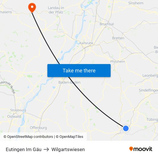 Eutingen Im Gäu to Wilgartswiesen map