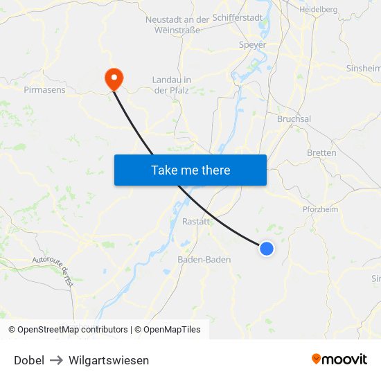 Dobel to Wilgartswiesen map