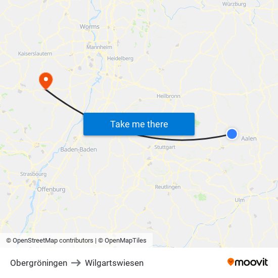 Obergröningen to Wilgartswiesen map