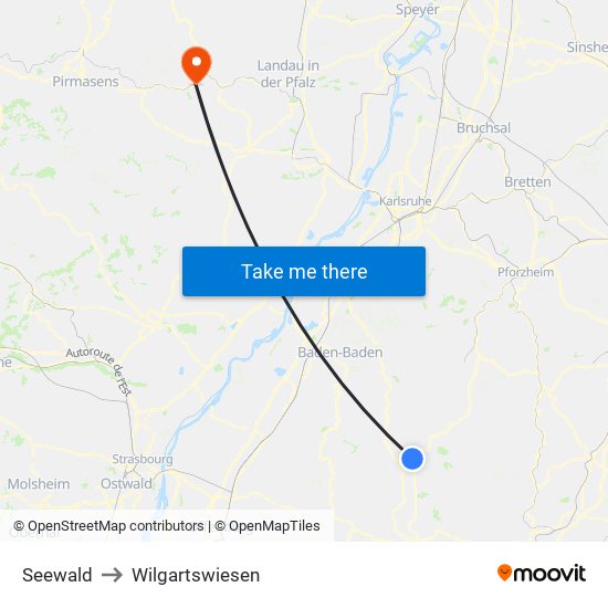 Seewald to Wilgartswiesen map