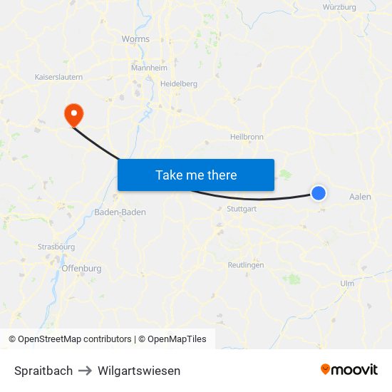 Spraitbach to Wilgartswiesen map