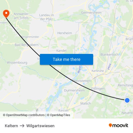 Keltern to Wilgartswiesen map