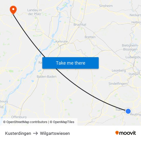 Kusterdingen to Wilgartswiesen map