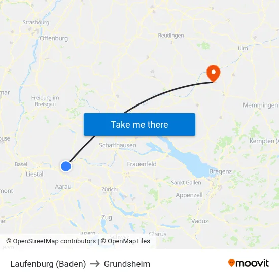 Laufenburg (Baden) to Grundsheim map