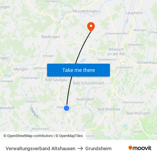 Verwaltungsverband Altshausen to Grundsheim map