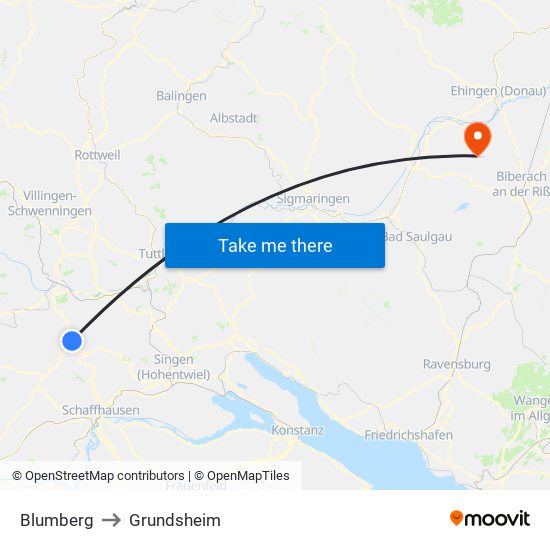 Blumberg to Grundsheim map