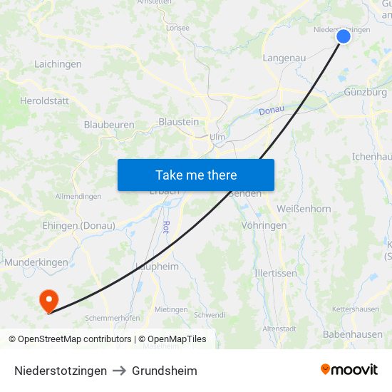 Niederstotzingen to Grundsheim map