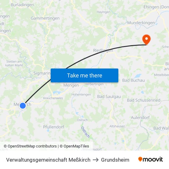 Verwaltungsgemeinschaft Meßkirch to Grundsheim map