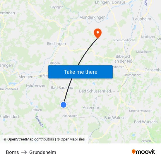 Boms to Grundsheim map