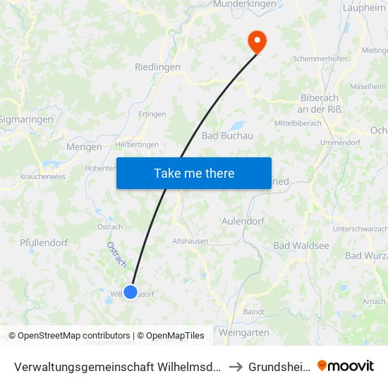 Verwaltungsgemeinschaft Wilhelmsdorf to Grundsheim map