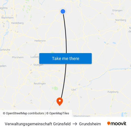 Verwaltungsgemeinschaft Grünsfeld to Grundsheim map