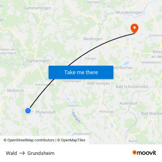 Wald to Grundsheim map