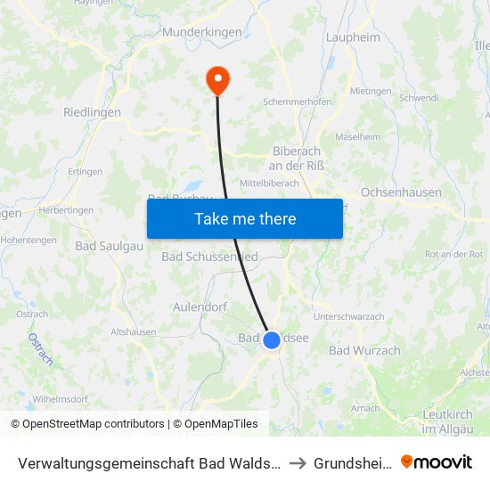 Verwaltungsgemeinschaft Bad Waldsee to Grundsheim map