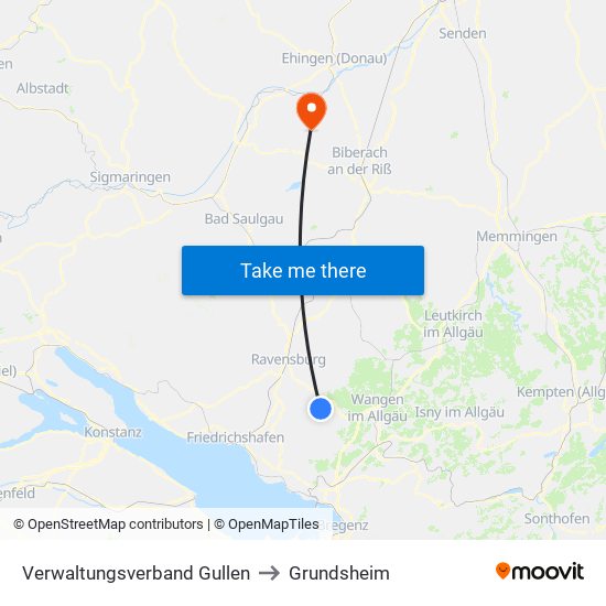 Verwaltungsverband Gullen to Grundsheim map